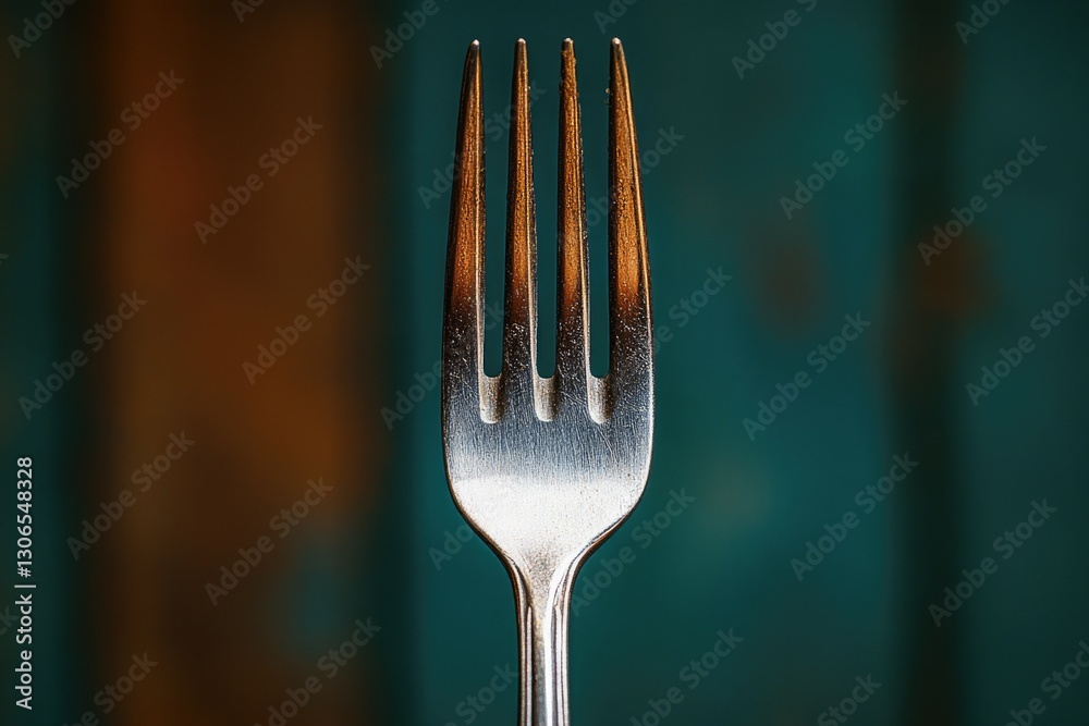 Poster Close-up of a fork resting on a table surface