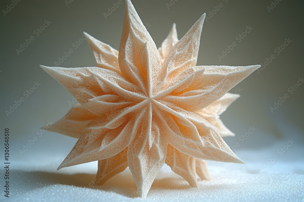 Poster a close-up shot of a paper star on a table, often used as a decorative element or symbolizing wishes