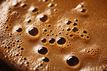 Creamy foam with coffee bubbles