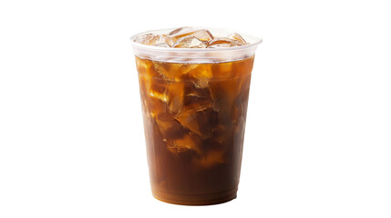  Iced coffee in a plastic cup isolated on a white background