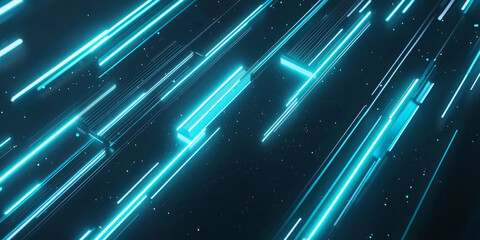 glowing cyan edges, sleek modern tech background on black space