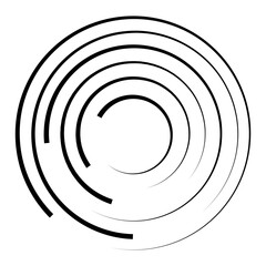 Halftone speed lines circle. Geometric art in circle form. Round swirl movement symbol. Halftone circular frame. Vector design element