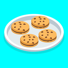 Plate Full of Choco Chips Cookies