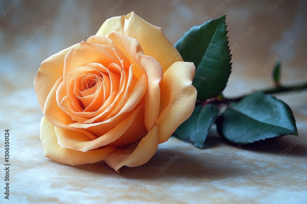 Poster A bright yellow rose sits alone on a table, perfect for adding a touch of warmth and elegance to any setting