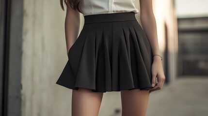 A stylish skort with a high-waisted fit, neatly arranged to highlight its trendy design