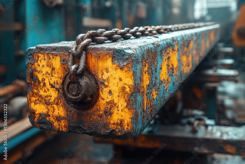 Poster A close-up shot of a chain linked to a metal surface