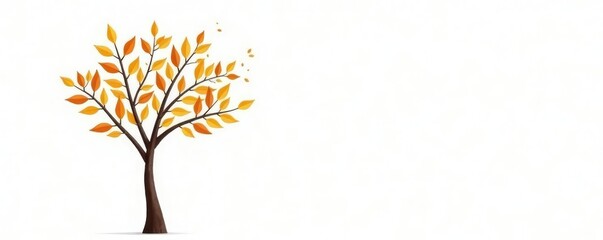 Fototapeta premium Simple branches with leaves on white background, tree, simple