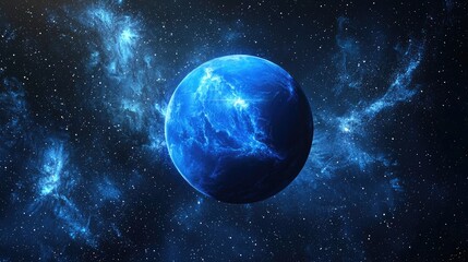 Fototapeta premium a picture of the planet Neptune. Stars and galactic energy in the background.
