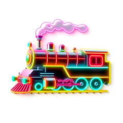 Train holographic 3D icon. neon symbol vector illustration isolated on white background. Generative AI