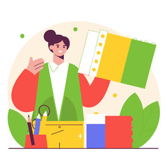 Title: Designer girl concept illustration depicting creativity fashion and artistic expression  
