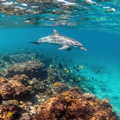 Fototapeta premium Beautiful tropical island in the Caribbean with clear blue skies, turquoise waters, and sandy beaches, perfect for a summer vacation