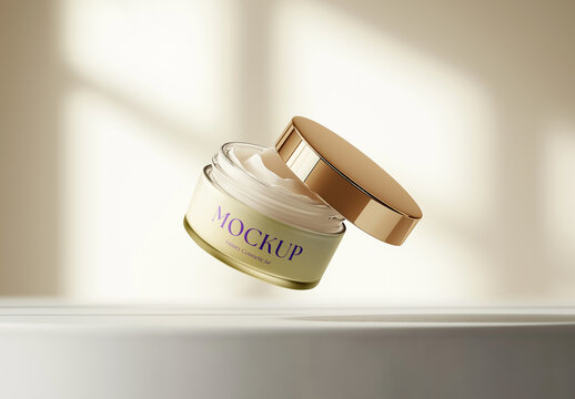 Cosmetic Jar Mockup &ndash; High-End Skincare Cream Packaging Display, Elegant Beauty Product Showcase, Design for Lotion, Serum, and Face Cream Branding