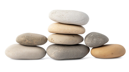  pile of stones isolated on a white background 