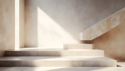 Minimalist Beige Steps in Sunlight