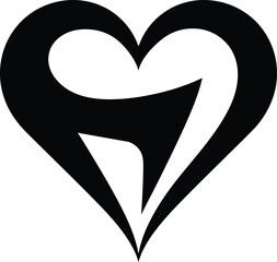 Heart-Shaped Abstract Logo Symbol in Black and White