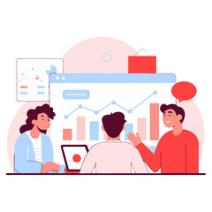 Title: SEO analytics team concept illustration highlighting digital marketing optimization and data insights  
