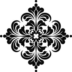 Black Ornamental Floral Vector Design – Decorative Vintage Baroque Pattern