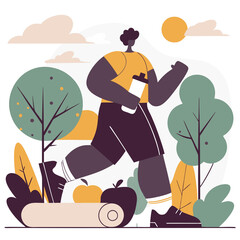 Title: Healthy lifestyle concept illustration showcasing fitness nutrition wellness and balanced living  
