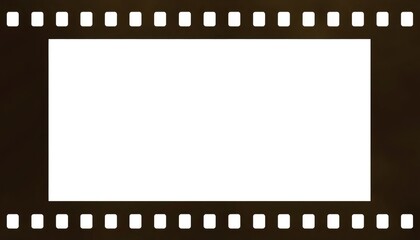 Blank film strip with sprocket holes forming border overlaying with images text