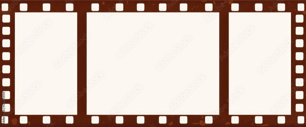 Poster vintage style film strip with three empty frames adding own nostalgic memories photos