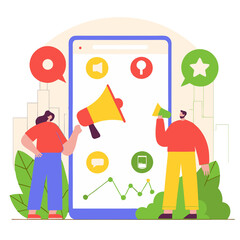 Mobile marketing concept illustration showcasing digital advertising and promotion  
