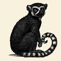 Obraz premium Lemur Illustration, Fine Art Style
