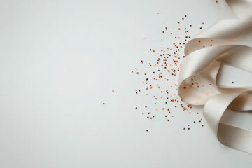 Elegant beige ribbon and glitter creating festive atmosphere