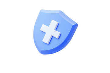 Fototapeta premium Shield with plus symbol on Transparent PNG format Background. 