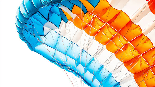 Colorful parachute with blue and orange segments