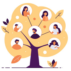 Social tree concept illustration representing networking, communication, and connections  
