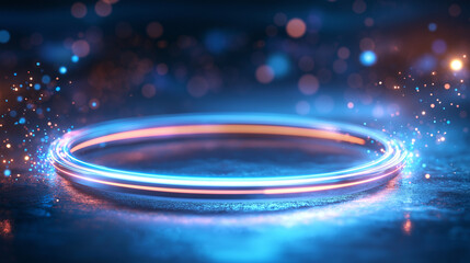 Obraz premium Futuristic glowing neon ring with sparkles