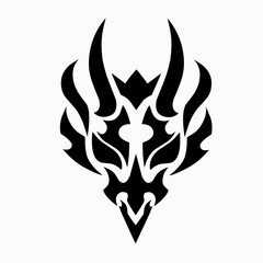 Tribal art abstract design symbols head dragons