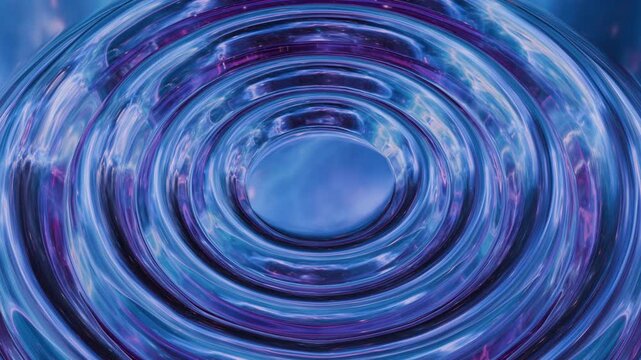 3D abstract animation. Wave pattern. Cosmic neon blue background. Effect musical speaker. Copy space. Place for text. 