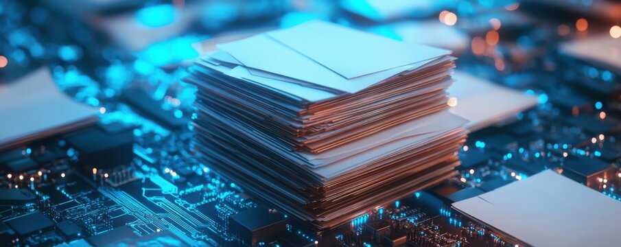 Digital Data Storage: A Stack of Papers on a Circuit Board