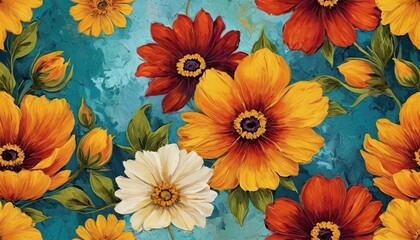Floral Symphony: An explosion of vibrant blooms, showcasing various colors of a colorful flower set. a stunning design.