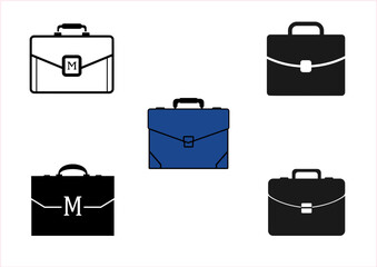 office suitcase vector icon set