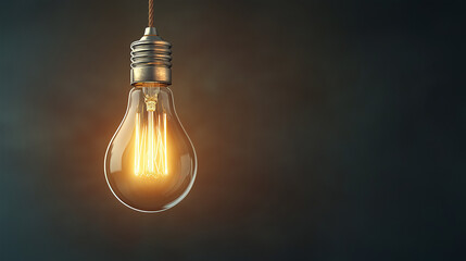 Hanging vintage Edison light bulb with warm glow
