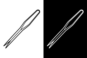 Stylized Tweezers Icon Elegant Black and White Silhouette Design.