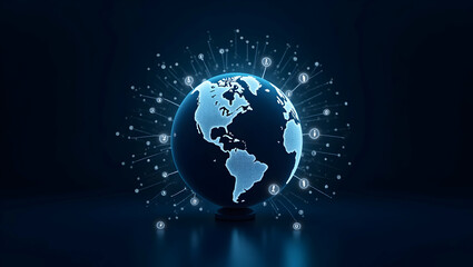 Cybersecurity represented by a globe surrounded by encryption symbols illustrating global online security measures and protection. concept as Visual of a globe encircled by encryption symbols represen
