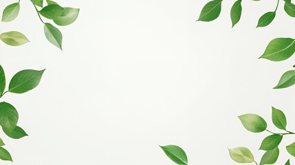 Obraz premium Green Leaves Frame on White Background