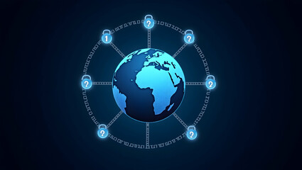 Global Cybersecurity: Globe Surrounded by Encryption Symbols for Comprehensive Online Protection