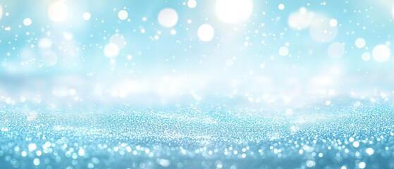 Abstract glittering light blue background with bokeh lights a