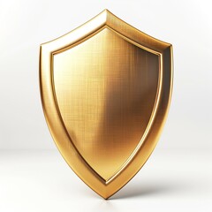 A sleek, golden shield emblem symbolizing protection and security, designed to capture attention with its shiny surface.