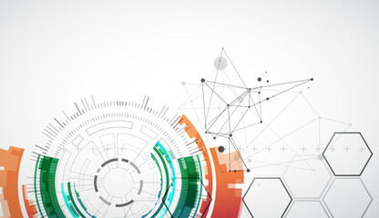 Abstraction on the theme of tech circles. Scientific and technological background. Vector background.