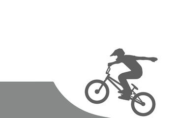 Fototapeta premium Freestyle motorcycle rider silhouette on white background. Vector illustration.