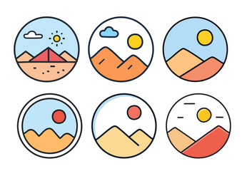 Fototapeta premium Minimal Desert Icons Set