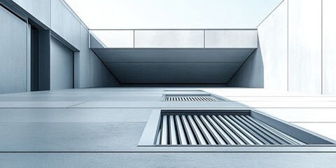 Obraz premium Modern architectural design showcases sleek lines and minimalism in a contemporary building during midday