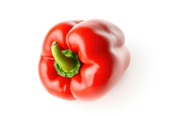A vibrant red bell pepper, perfectly isolated on a pure white background, capsicum, high resolution
