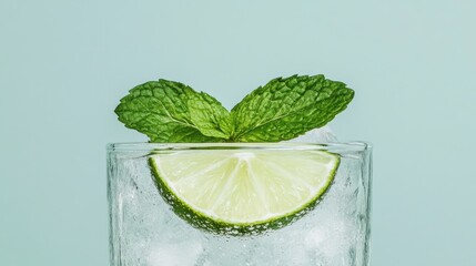 A refreshing mojito cocktail with lime, mint, and crushed ice,