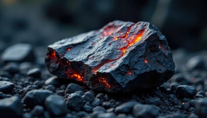 Dark volcanic rock fragment embedded in basalt, geology, natural stone, mountainous region